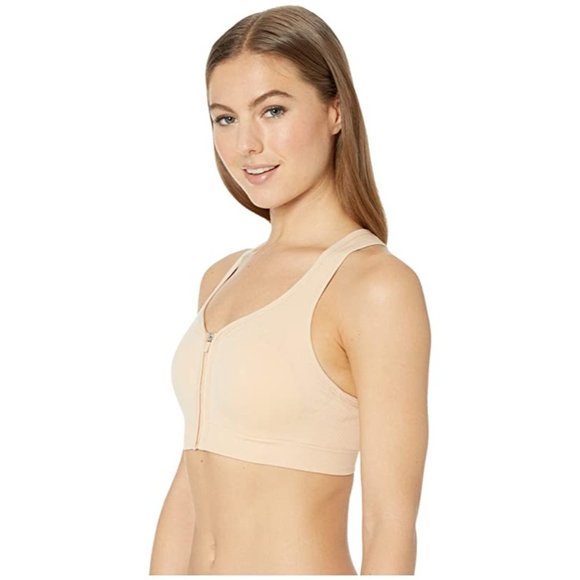 Jockey Sport Zip Front Seam Free Sports Bra 8856 SMALL NUDE NWT - Picture 3 of 4